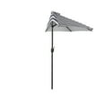 thumbnail image 6 of BAYSHORE 9 Ft Half Umbrella with Resin Concrete Base Included for Oudoor Patio, Gray/White Stripe, 6 of 12