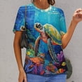 thumbnail image 6 of Nautical Green Sea Turtles Women's T-Shirt Short Sleeve T Shirts Tops Tee Ladies Loose T, 6 of 6