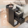thumbnail image 3 of End Tables Set of 2, Small Side Table, Slim Side Table, Wood 2 Drawer Narrow Nightstand, 3 of 6