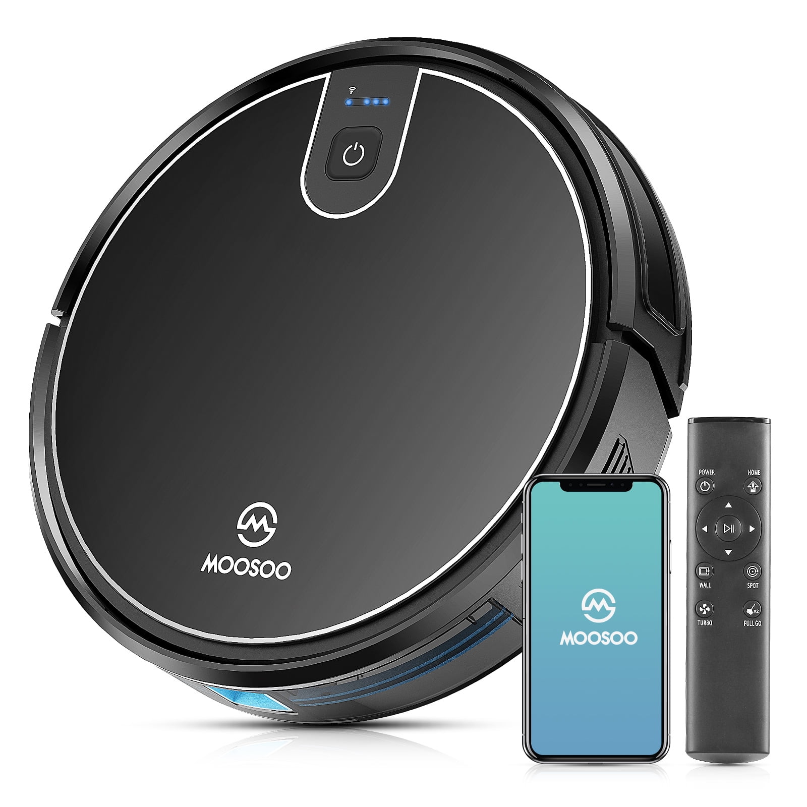 Moosoo Robot Vacuum WiFi Connected Super Thin Robotic Vacuum Cleaner