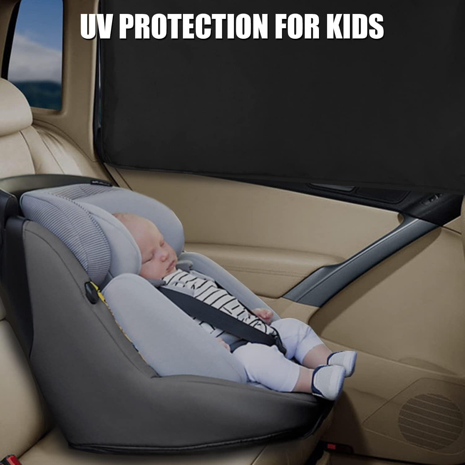 Car Window Shades, HOMEYA 4 Pack Magnetic Car Side Window Sun Shade Cover Front Rear Shield UV Block Protection (Front & Rear)