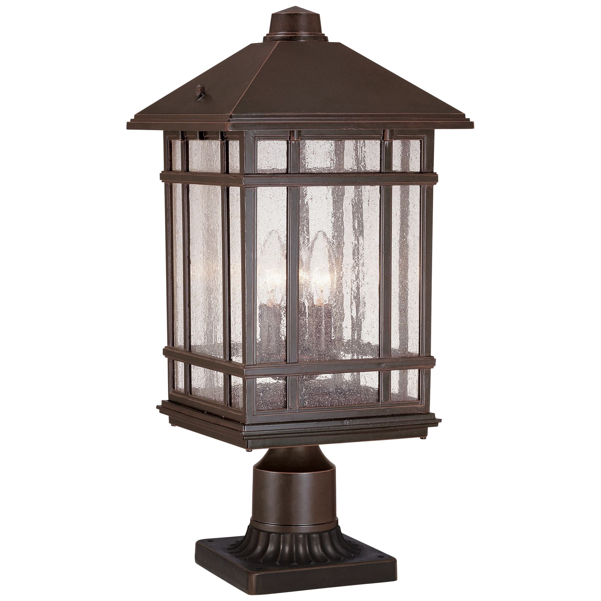 Kathy Ireland Sierra Rustic Outdoor Post Light Rubbed Bronze with Pier Mount Adapter 22" Seedy Glass Panels for Exterior Barn Deck House Porch Yard