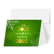 2022 Happy New Year - Blank Holiday Greetings Fold Over Cards & Envelopes, Funny Emoji Cards - for Christmas and New Year’s Gifts and Presents | 25 Cards and 25 Envelopes per Pack | 4.25 x 5.5