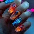 thumbnail image 5 of 24Pcs Lightning Stripe Smudging Press on Fake Nails Mid-length Square Head False Nails Green Wearable Fashion Full Nail Art Tips, 5 of 10