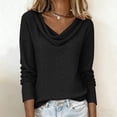 thumbnail image 4 of CUSTG Women Casual Shirts Summer Solid Color Blouses For Dressy Cowl Neck Long Sleeve Eyelet Elegant School Work 2026 Shirts Cozy Tops, 4 of 6