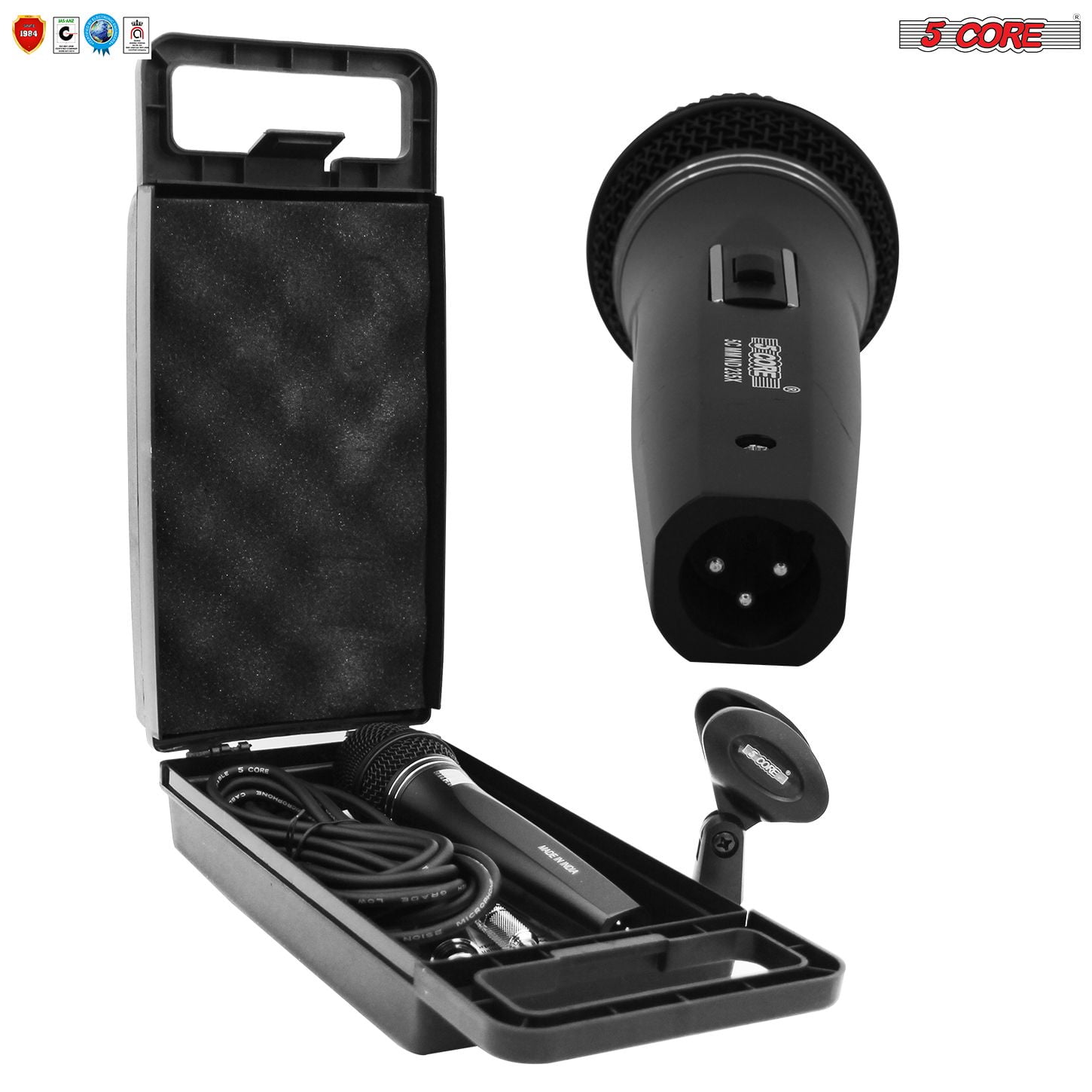 Professional Cardioid Dynamic Vocal Microphone with Neodymium Magnet – Steel Mesh Grille, 16ft Detachable XLR Cable, ON/OFF Switch & Travel Bag for Karaoke, Studio, Live Performance