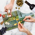 thumbnail image 4 of Landscape Cutting Board, Pathway in Woodland Birch Tree Jungle in the Fall Winter Spring Summer Season, Tempered Glass Cutting and Serving Board, Wine Bottle Shape, Green White, by Ambesonne, 4 of 5