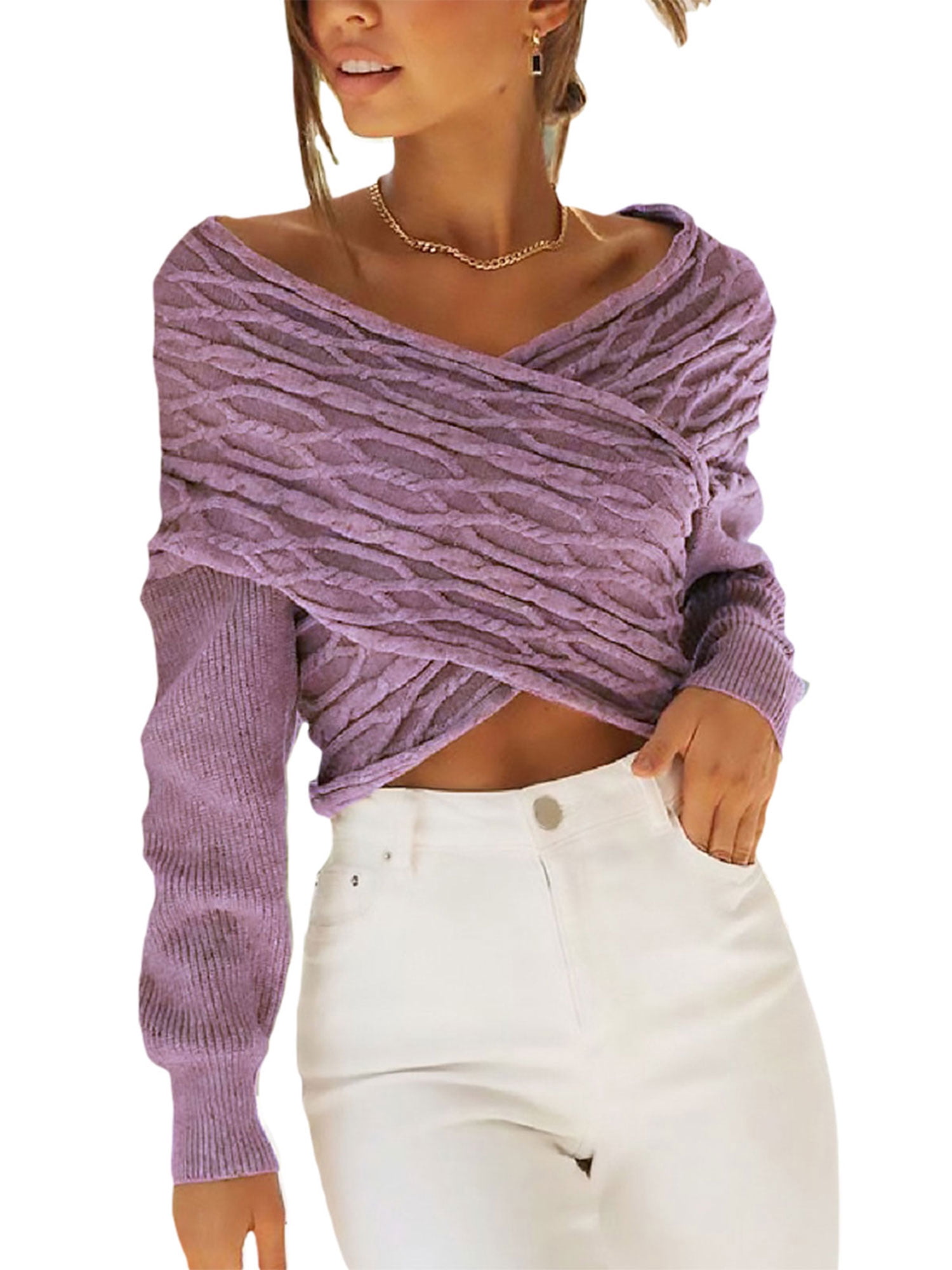 Women V-Neck Criss Cross Twisted Back 