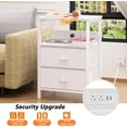 thumbnail image 4 of End Table with Charging Station, Nightstand with Fabric Drawers, Side Tables with USB Ports & Outlets, Night Stand with Storage Shelf & Hooks, for Living Room/Bedroom, White, 4 of 12