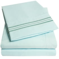1800 Thread Count 4 Piece Deep Pocket Bedroom Bed Sheet Set California King - Light Blue