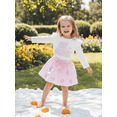 thumbnail image 6 of BemeyourBBs Toddler Baby Girl Valentine Outfit Spring Clothes Long Sleeve Crew Neck Letters Heart Embroidery T-shirt Tops and Heart Ruffle Skirt Set, 6 of 9