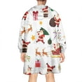 thumbnail image 2 of Wearable Oversized Blanket,White Christmas Santa and Gift Pattern Wearable Blanket Hoodie for Adults,Cozy Hooded Blankets with Super Pockets,Super Warm Fuzzy Pullover for Women & Men, 2 of 6