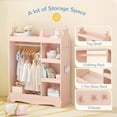 thumbnail image 6 of Curipeer Kids Dress up Storage with Mirror,Armoire Wardrobe Closet for Kids Room,Pink, 6 of 9