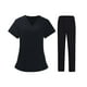 thumbnail image 2 of Uniforme de enfermera Fernando para mujer Conjunto de pantalones y Top cuello V Negro SG, 2 of 8