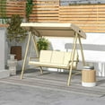 thumbnail image 3 of GVN Outdoor Porch Swings,Hanging Porch Swings,3-Person Patio Swing Chair, Outdoor Porch Swing with Adjustable Canopy, Removable Cushions for Garden, Backyard, Beige, 3 of 10