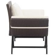 vidaXL Patio Bench Adjustable with Cushions for Outdoor Garden Poly Rattan