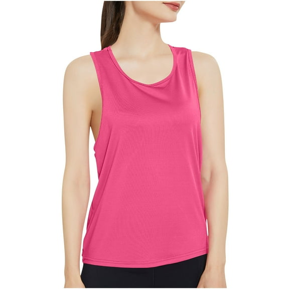 UYISJ Workout Tops for Women Mesh Breathable Sport Yoga Vest Quick Dry Sleeveless Loose Fit Yoga Shirts Racerback Tank Tops Hot Pink XL