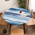 thumbnail image 5 of Blue Ripple Elastic Fitted Round Table Cover Watercolor Art Waterproof Outdoor Tablecloth for Holiday Party, Picnic, Patio & Dining Fits Tables Up to 55"-60", 5 of 8