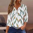 thumbnail image 1 of Fiudx Camisas de Mujer Blusa de Manga 3/4 Corta Estampada a La Moda para Mujer, Blusa Informal con Cuello Redondo, 1 of 5