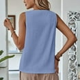 thumbnail image 5 of Wyobmus Womens Cotton Linen Tank Tops Round Neck Casual Cami Sleeveless Blouses Summer Solid Eyelet Basic Tank Shirt S-2X Blue, 5 of 8