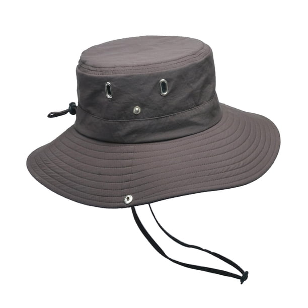 Sombrero Bucket Sombrero Ancho Transpirable Poliéster Sombrero Pescador con Correa Ajustable Protección Solar Adecuado para Vacaciones de Viaje Playa Café