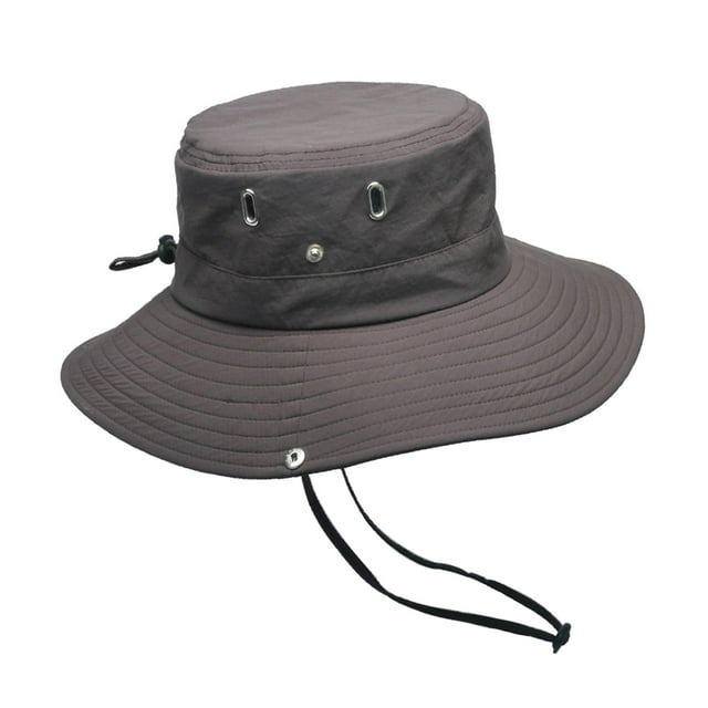 Sombrero de pescador, transpirable, de poliéster, ajustable, con protección solar, ala ancha, para acampar, pescar, deportes, compras, para hombre. Café