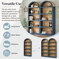 thumbnail image 5 of DTTRA 69" Tall Arched Bookshelf Set of 2, 5-Tier Open Display Bookcase with Fabric Top, Blue, 5 of 7