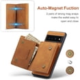 thumbnail image 4 of Back Wallet Case for Google Pixel 7 Pro, Detachable Card Slots Holder Kickstand Magnetic Closure Cover with Premium PU Leather Soft Silicone Shockproof Drop Resistant Protective Case,Brown, 4 of 9