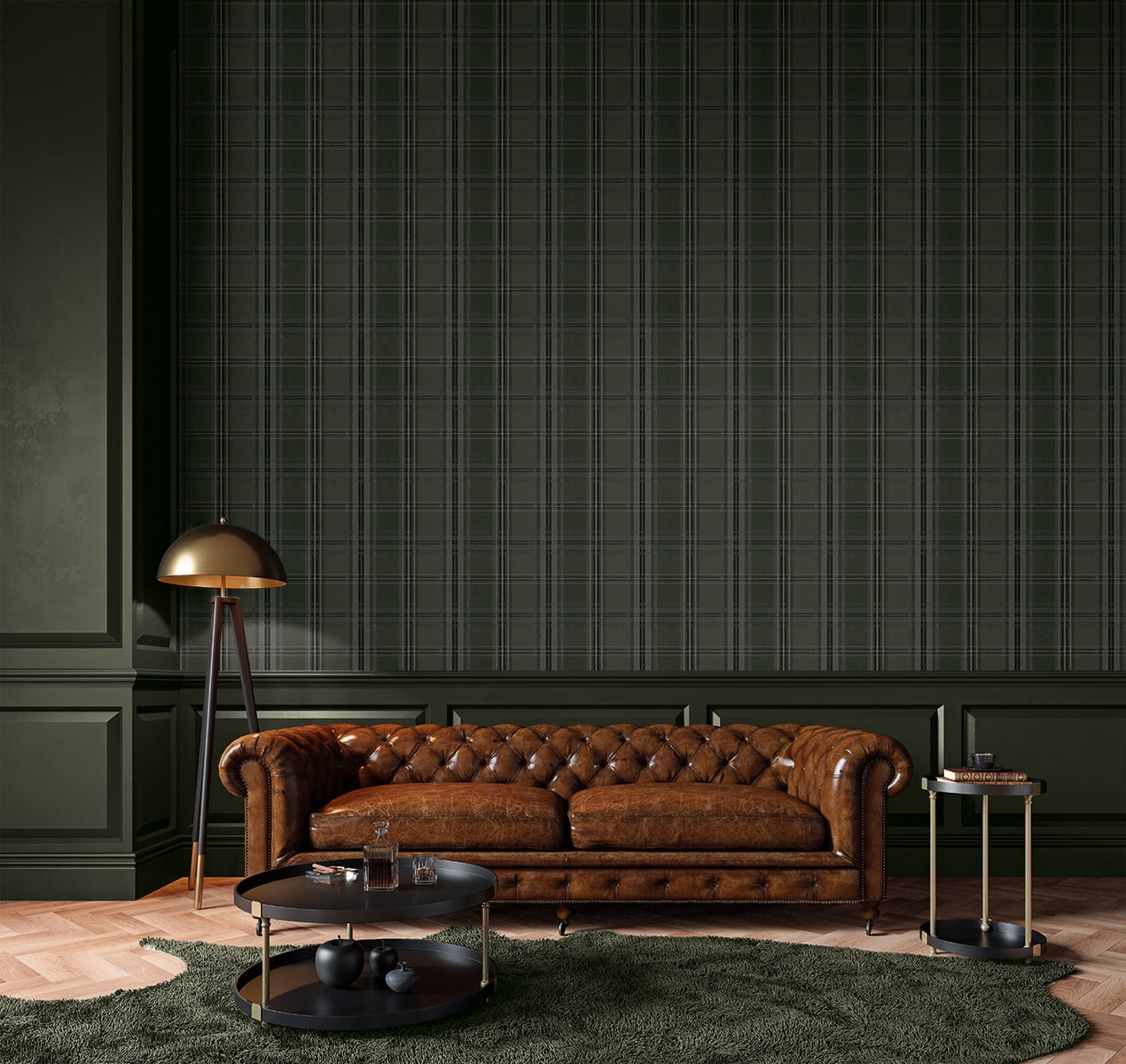 NextWall Evergreen Classic Plaid Peel and Stick Wallpaper