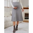 thumbnail image 5 of DARING DIVA Women's Pleated Skirt High Waist Pregnancy Midi A Line Work Skirts L Gray, 5 of 8