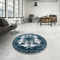 thumbnail image 3 of Ahgly Company Indoor Round Mid-Century Modern Blue Gray Oriental Area Rugs, 8' Round, 3 of 6