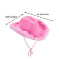 thumbnail image 3 of WNFJR Fancy Dress Hat, Princess Party Hat, Felt Cowboy Hat, Women's Furry Trim Hat, 3 of 4