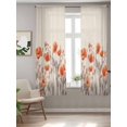 thumbnail image 2 of Orange Spring Floral Curtains 63 Inch Length, Sheer Curtains for Bedroom Living Room Window Watercolor Farmhouse Botanical Rod Pocket Voile Drapes Kitchen Curtains Small Half Window 42"x63" 2 Panels, 2 of 7