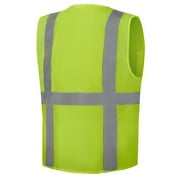 3C Products ANSI/ISEA 107-2015 Class 2 Safety Green Cool Mesh Safety Vest w/ Zipper Closure and 4 Outside Pockets / Solid Front & Mesh Back- SV2100-3XL