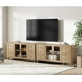 thumbnail image 2 of WAMPAT 116'' Farmhouse TV Stand for TVs Up to 110 inch,Glass and Wood Universal TV Stand with Storage Cabinets,White Entertainment Center for 32-110 inch TV Console Table,Oak, 2 of 8