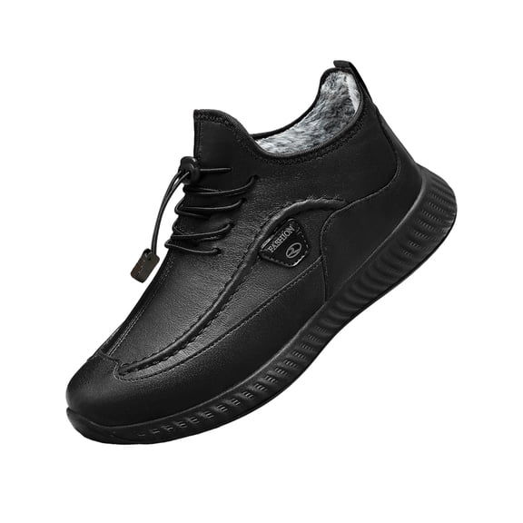 Domuza Winter Snow Boots for Men Fleece Lined Insulated Cold Weather Outdoor Hiking Shoes, Comfortable Slip, Outdoor wear and Work Attire Black 7.5 (EU-40)