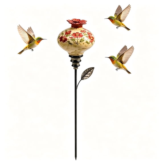Vintage Ceramic Hummingbird Feeder Garden Stake, Hummingbird Feeders for Outdoors, Hummingbird Food Wild Bird Feeders for Outside
