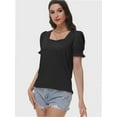 thumbnail image 5 of Women's Square Neck Tops Ruffle Trim Sleeve T-Shirts for Summer Casual Short Tees, 5 of 7
