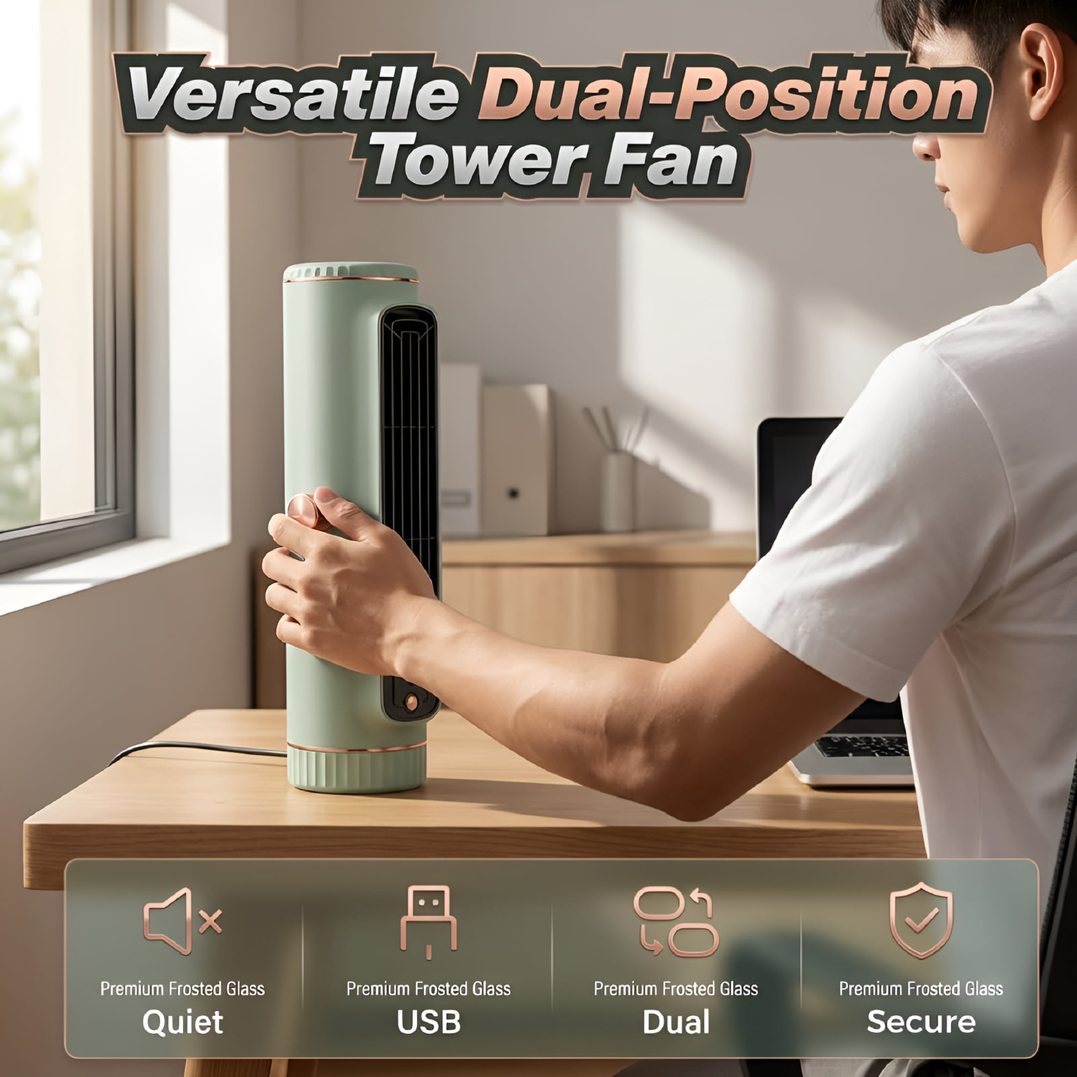 HIBIBUD Portable Air Conditioner,Windowless Mini Ac Unit,3 Speeds Personal Air Cooler with Cool Air Spray,Rechargeable(Green)