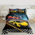 thumbnail image 2 of Castle Fairy Children Teens Racing Car Bedding Comforter Set 2pcs,Geometric Plaid Grid Twin Comforter Sets Microfiber,Extreme Sport Breathable Bedding Set,Lightweight Room Decor,Reversible, 2 of 8