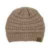 Trendy Warm Chunky Soft Stretch Cable Knit Beanie Skully, Snuggly Soft Lt Taupe Mix