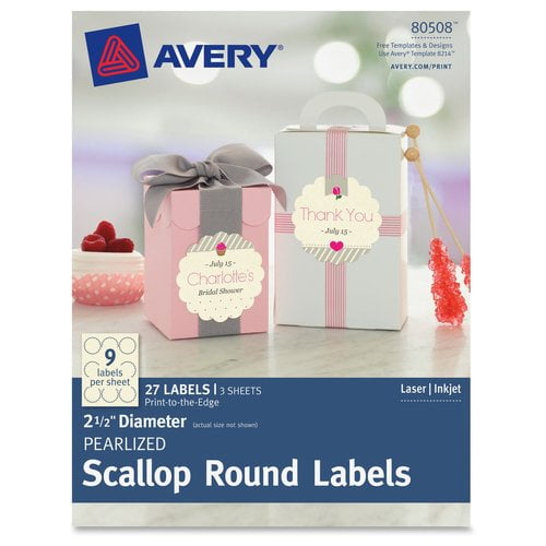 Avery Pearlized Scallop Round Labels, 27pk by Avery