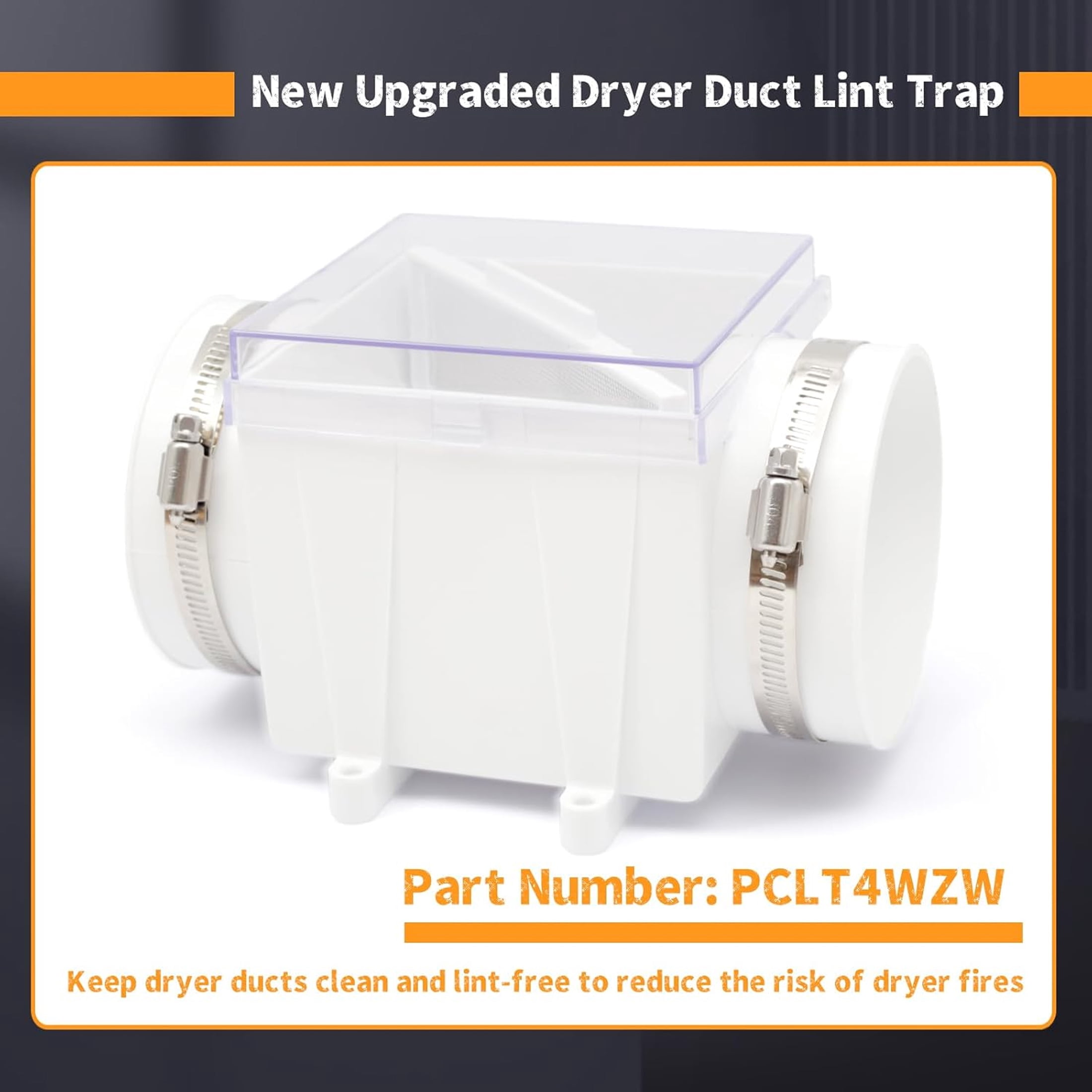 B4B Bang 4 Buck Dryer Duct Lint Trap PCLT4WZW Easy Clean - Secondary Dryer Lint Trap - 1-Pack White