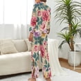 thumbnail image 3 of Women's Floral Print Button Pajamas 2-Set, Long sleeves Top and Pants with Pockets, Comfortable Loose Fit Sleepwear for Women, Warm Weather Loungewear, 3 of 7