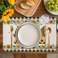 thumbnail image 4 of Spring Honey Gnomes Placemats Set of 8, Farmhouse Sunflower Black Checkered Placemats for Dining Table, Place Mats for Kitchen Tabletop, Waterproof Wipeable Dining Table Mats Set, 4 of 9