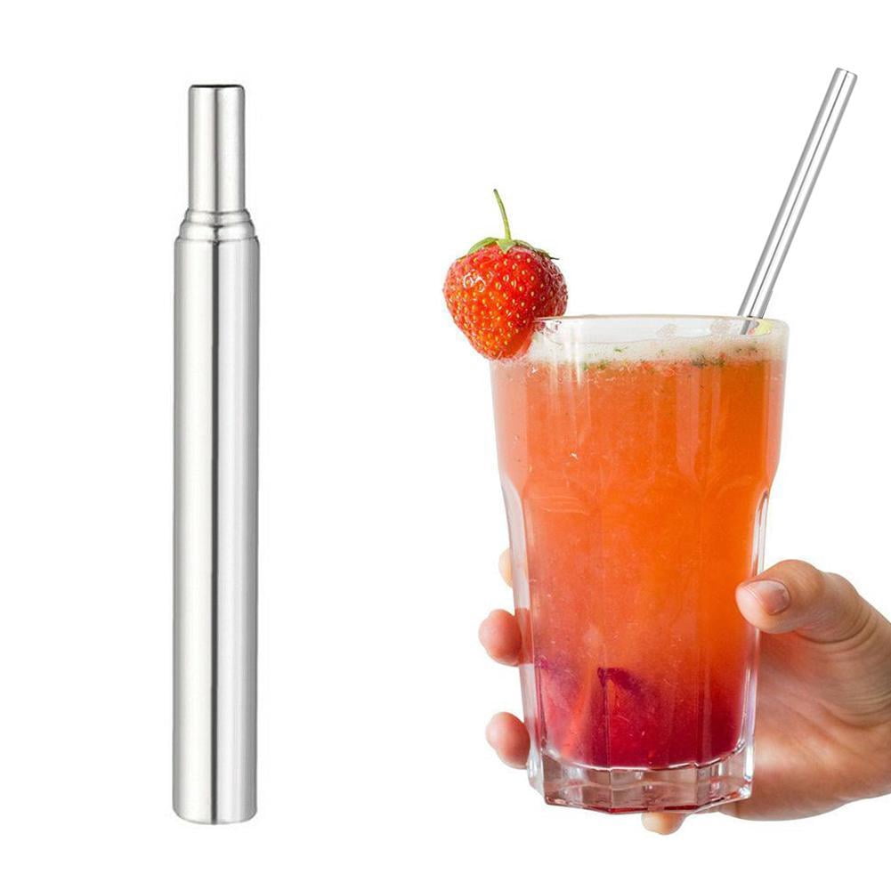 Telescopic Drinking Straw Stainless Steel Metal Straw Cleaning Brush