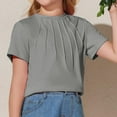 thumbnail image 6 of Huanglei Girls Pleated T Shirts Kids Summer Short Sleeve Fashion Tops Tees 5 14 Years, 6 of 9