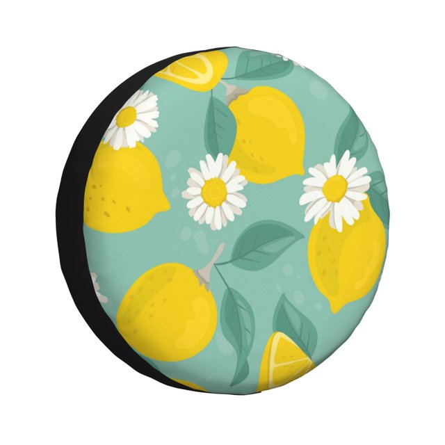 Balery Lemons Chamomile Flowers And Leaves Cubiertas para Neumáticos - Protector Resistente para Neumáticos de Camioneta, SUV, Remolque, Camper y RV-17 inch
