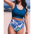 thumbnail image 3 of Conjunto de bikini para mujer, cintura alta, estampado floral, traje de baño de dos piezas con lazo lateral, 3 of 5