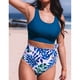 thumbnail image 3 of Conjunto de bikini para mujer, cintura alta, estampado floral, traje de baño de dos piezas con lazo lateral, 3 of 5